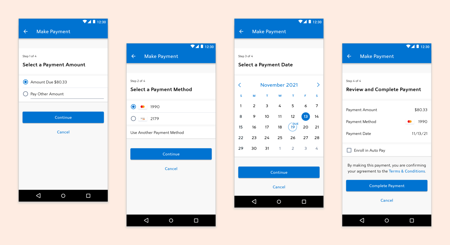 my spectrum app, one time payment flow