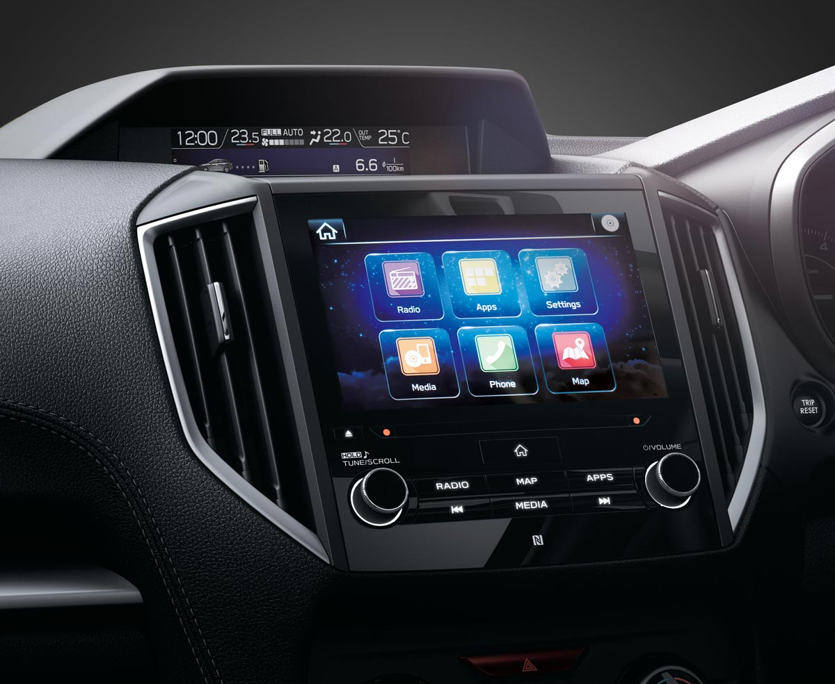 Subaru in-vehicle infotainment system promotional image